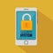 Smartphone security system padlock icon