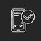 Smartphone service check chalk white icon on black background