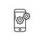Smartphone settings doodle icon, vector color line illustration