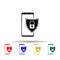 Smartphone, shield, lock multi color style icon. Simple glyph, flat vector of mobile concept icons for ui and ux, website or