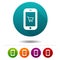 Smartphone shopping icons. App signs. Shopping symbol. Vector Circle web buttons.