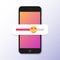 Smartphone with slider smile for social media. Vector illustration