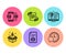 Smartphone sms, Marketing and Creative idea icons set. Technical info, Creative design and Update time signs. Vector