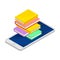 Smartphone Software with Book Reader App Vector Isometric Illustration