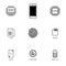 Smartphone specification flat line icons. Gadget description.