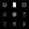 Smartphone specification flat line icons. Gadget description.