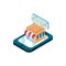 Smartphone store chat online shopping isometric icon
