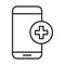 Smartphone support online healthcare medical and hospital pictogram line style icon