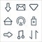 smartphone ui ux part line icons. linear set. quality vector line set such as user profile, music, forward, battery, navigation,