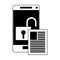 Smartphone unlocked security in black and white