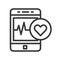 Smartphone with vital signs check function, line icon