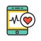 Smartphone with vital signs check function, vector illustration