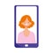 Smartphone woman in screen video isolated icon design white background