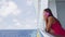 Smartphone woman texting calling and talking having phone conversation on cruise