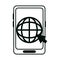 Smartphone world click work linear style icon