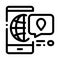 Smartphone World Gps Map Icon Thin Line Vector