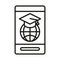 Smartphone world graduation hat online education and development elearning line style icon