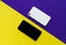 Smartphone Yellow Purple Background Top Flat Lay