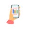 Smartphone in your hand concept. Online library