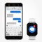 Smartphones with messaging sms chat on screen and smart watch with sms app