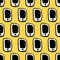 Smartphones seamless pattern on yellow font hand drawn illustration