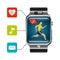 Smartwarch with fitness app with heart rate monitor music message
