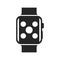 Smartwatch bold black silhouette icon isolated on white. Wearable body borne computer pictogram.