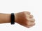 Smartwatch with fist arm of woman.