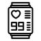 Smartwatch heart rate icon outline vector. Watch monitor