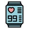 Smartwatch heart rate icon vector flat