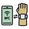 Smartwatch smartphone nfc icon, outline style