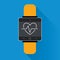 Smartwatch wearable technology symbol with icon for fitness tracker heart beat monitor application. vector