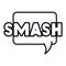 Smash comic words in speech bubble isolated icon