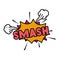 Smash comic words in speech bubble isolated icon