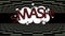 Smash written on cartoon explosion on black background black and grey checkerboard moving top and bo