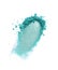 Smear of crushed teal eyeshadow as sample of cosmetic product