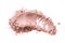 Smear from dry pink cosmetic clay. Texture of makeup powder - blush or eyeshadow. Isolated on a white