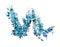 Smear small sparkling sequins on a white background. Blue glitter