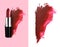 Smears lipstick on background use for advertising or promotion