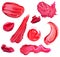 Smears lipstick and lip gloss variety of shapes