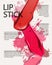 Smears lipstick on white background. Beauty and cosmetics background. Template Vector.