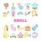 smell nose aroma odor icons set vector