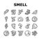 smell smoke gas nose aroma icons set vector
