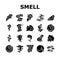 smell smoke gas nose aroma icons set vector