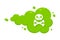 Smelling green cartoon fart cloud flat style design  illustration with crossbone skull.