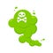 Smelling green cartoon fart cloud flat style design  illustration with crossbone skull.