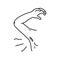 Smelly armpit body odor problem, a hand drawn vector doodle illustration of a stinky underarm