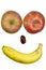 Smile, apple, banana and dates