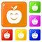 Smile apple icons set vector color