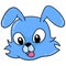 Smile blue dog head pet. carton emoticon. doodle icon drawing